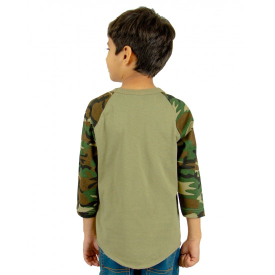 Youth 6 oz., 3/4-Sleeve Camo Raglan T-Shirt
