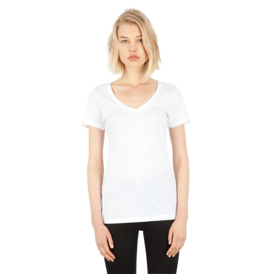 Ladies' Combed Ring-Spun Cotton Deep-V T-Shirt
