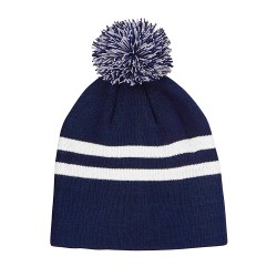 Striped Pom Beanie