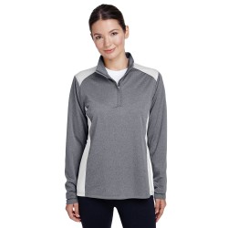 Ladies' Excel Mélange Interlock Performance Quarter-Zip Top