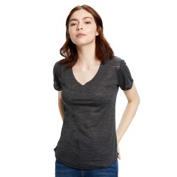 Ladies' Scalloped Hem Short-Sleeve Scoop Neck