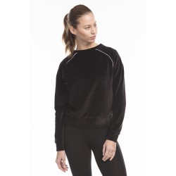 Ladies' Velour Long Sleeve Crop T-Shirt