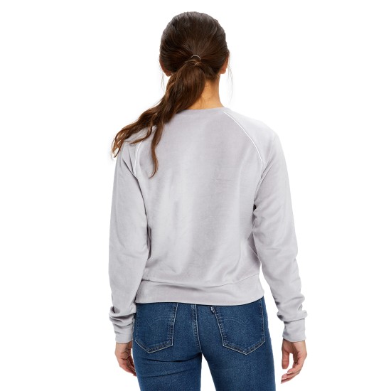 Ladies' Velour Long Sleeve Crop T-Shirt