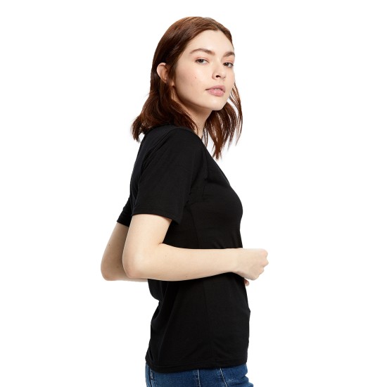 Ladies' Short-Sleeve Deep Scoop Neck Blouse