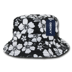 Floral Polo Bucket Hat, Black