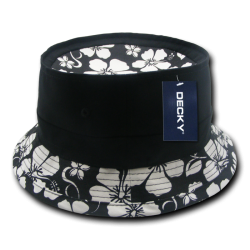Floral Brim Fisherman Hat, Black