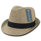 Jute Fedora Hat, Natural/Black