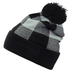 Pom Plaid Beanie