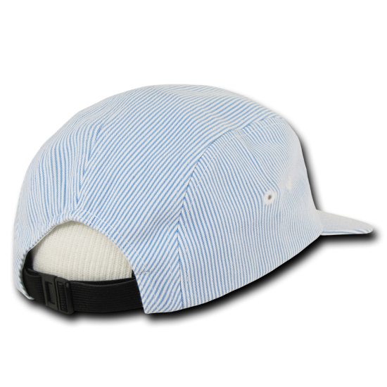 Seersucker 5 Panel Racer Caps, Blue