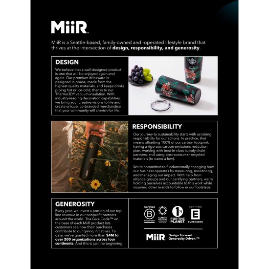 MiiR® Vacuum Insulated Wide Mouth Leakproof Straw Lid Bottle - 20 Oz.