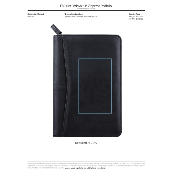 Pedova™ Jr. Zippered Padfolio Pedova™ Jr. Zippered Padfolio