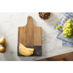 Black Marble and Wood Cutting Board