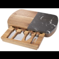 Black Marble Cheese Board Set with Knives