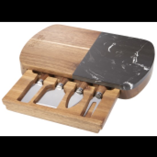 Black Marble Cheese Board Set with Knives Black Marble Cheese Board Set with Knives