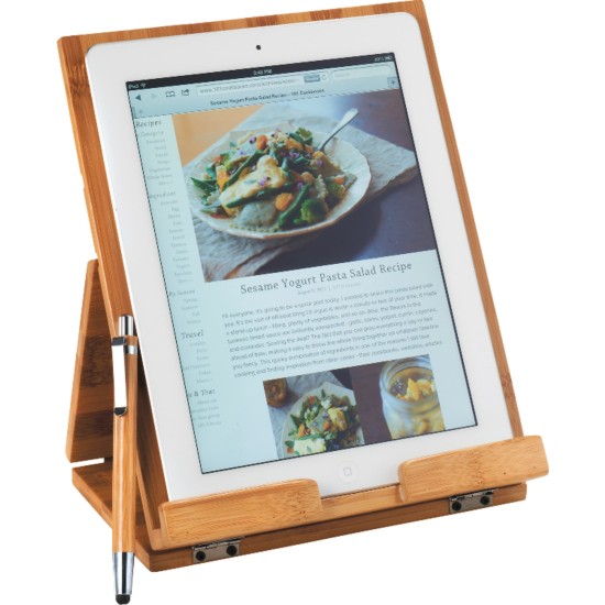 Tablet or Recipe Book Stand with Ballpoint Stylus