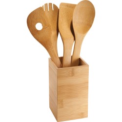 Bamboo 4-piece Kitchen Tool Set and Canister