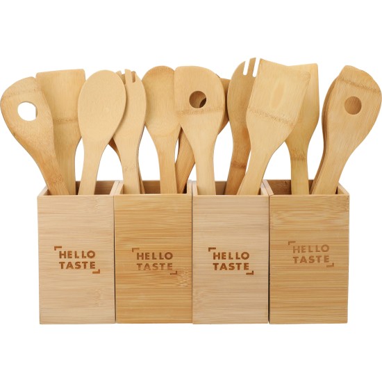 Bamboo 4-piece Kitchen Tool Set and Canister