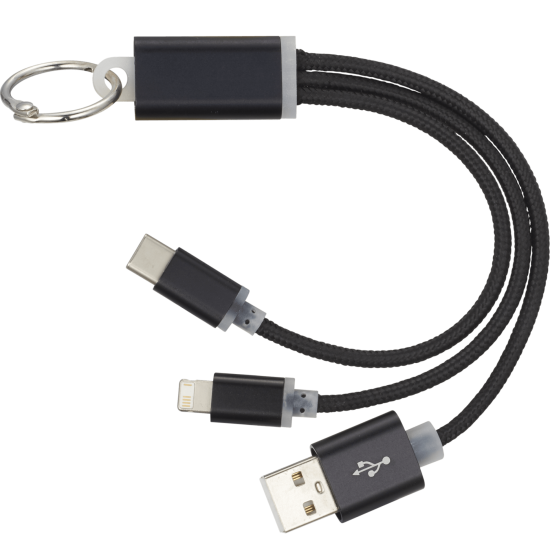 Metal 3-in-1 Charging Cable with Key ring