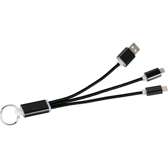 Metal 3-in-1 Charging Cable with Key ring