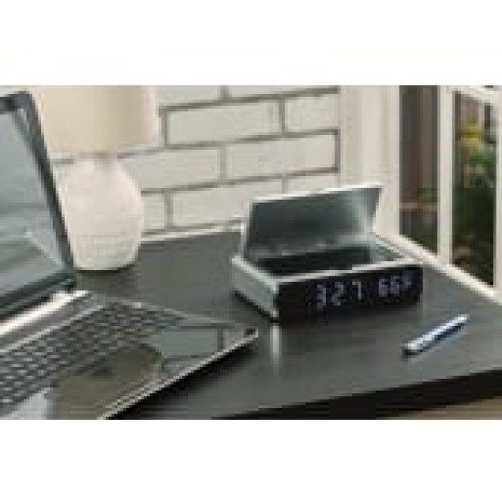 UV Sanitizer Desk Clock with Wireless Charging