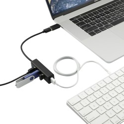 Aluminum 4-Port USB 3.0 Hub with Type C Adapter