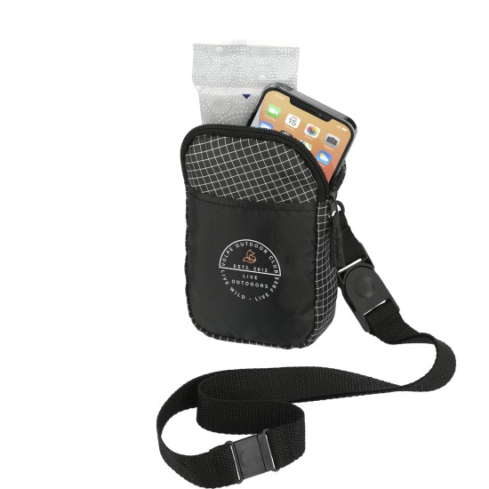 Grid Lanyard Crossbody Phone Pouch