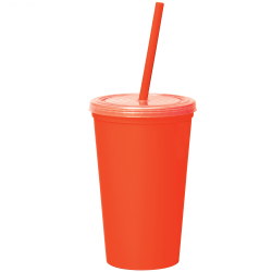 Miami 16oz Double-Wall Tumbler w/Straw