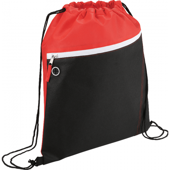 Slant Front Pocket Drawstring Bag