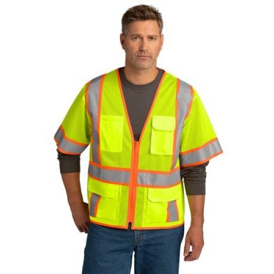 CornerStone ANSI 107 Class 3 Surveyor Mesh Zippered Two-Tone Short Sleeve Vest. CSV106