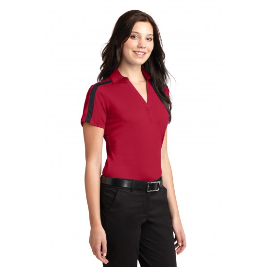 Port Authority® Ladies Silk Touch™ Performance Colorblock Stripe Polo. L547