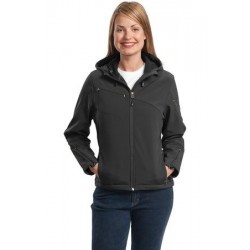 Port Authority® Ladies Textured Hooded Soft Shell Jacket. L706