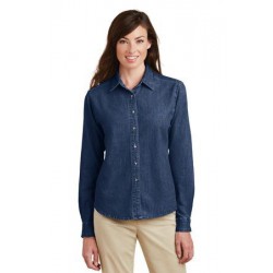 Port & Company® - Ladies Long Sleeve Value Denim Shirt.  LSP10