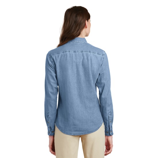 Port & Company® - Ladies Long Sleeve Value Denim Shirt.  LSP10