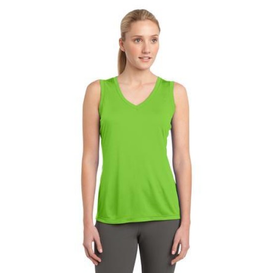 Sport-Tek Ladies Sleeveless PosiCharge Competitor V-Neck Tee. LST352