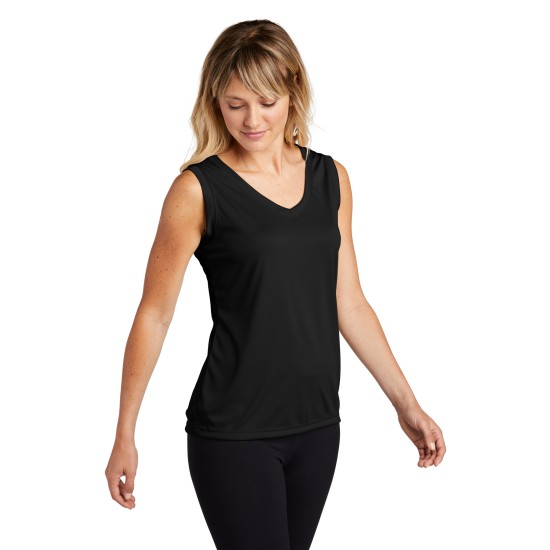 Sport-Tek Ladies Sleeveless PosiCharge Competitor V-Neck Tee. LST352