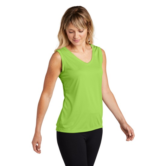 Sport-Tek Ladies Sleeveless PosiCharge Competitor V-Neck Tee. LST352