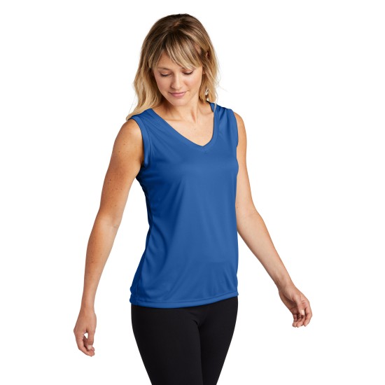 Sport-Tek Ladies Sleeveless PosiCharge Competitor V-Neck Tee. LST352