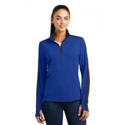 Sport-Tek Ladies Sport-Wick Textured Colorblock 1/4-Zip Pullover. LST861