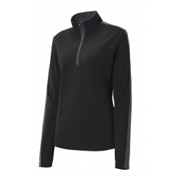 Sport-Tek Ladies Sport-Wick Textured Colorblock 1/4-Zip Pullover. LST861