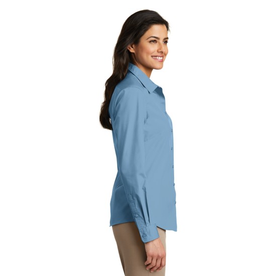 Port Authority® Ladies Long Sleeve Carefree Poplin Shirt. LW100