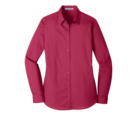 Port Authority® Ladies Long Sleeve Carefree Poplin Shirt. LW100