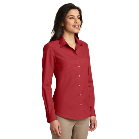 Port Authority® Ladies Long Sleeve Carefree Poplin Shirt. LW100