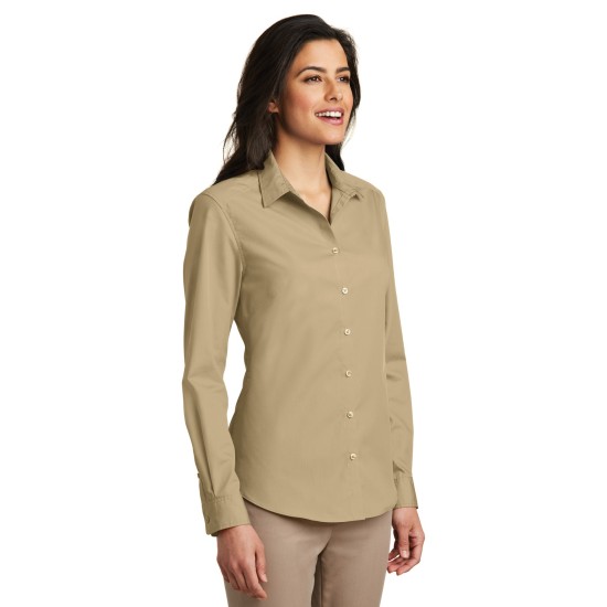 Port Authority® Ladies Long Sleeve Carefree Poplin Shirt. LW100