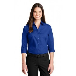 Port Authority® Ladies 3/4-Sleeve Carefree Poplin Shirt. LW102