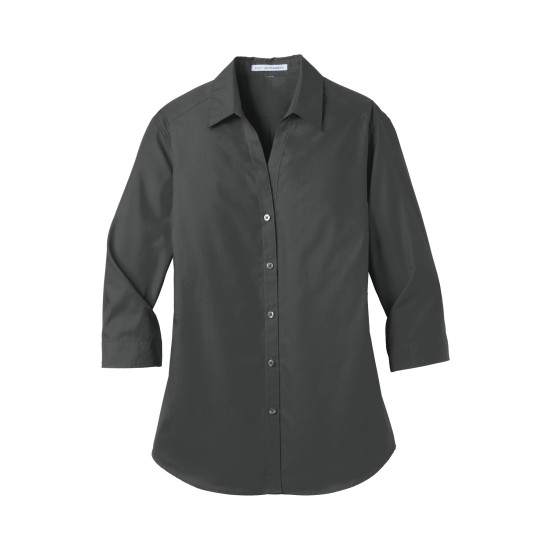 Port Authority® Ladies 3/4-Sleeve Carefree Poplin Shirt. LW102
