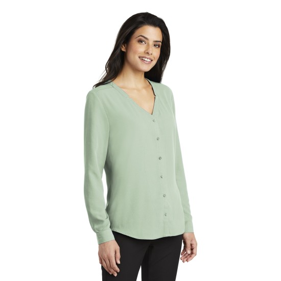 Port Authority® Ladies Long Sleeve Button-Front Blouse. LW700