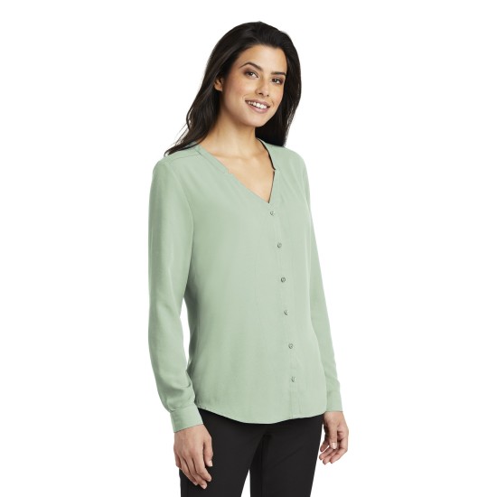 Port Authority® Ladies Long Sleeve Button-Front Blouse. LW700