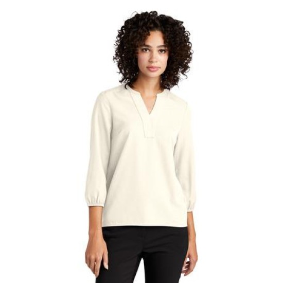 MERCER+METTLE Women's Stretch Crepe 3/4-Sleeve Blouse MM2011