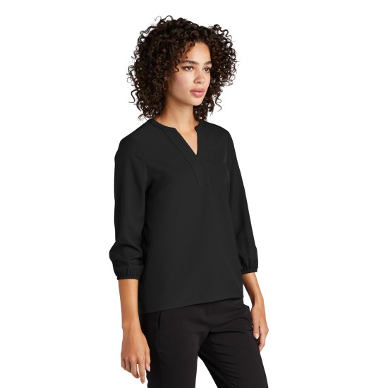 MERCER+METTLE Women's Stretch Crepe 3/4-Sleeve Blouse MM2011