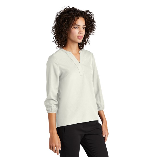 MERCER+METTLE Women's Stretch Crepe 3/4-Sleeve Blouse MM2011